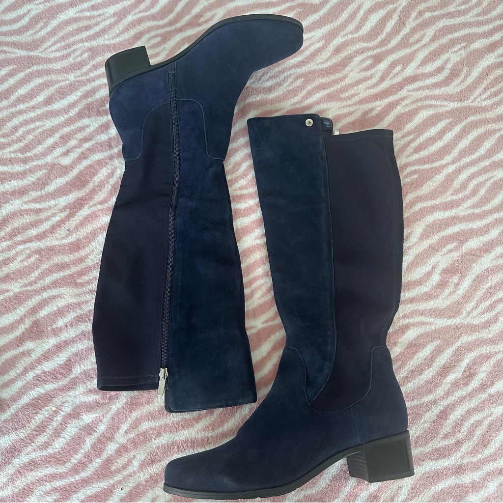 Marc Fisher Incept Tall Shaft Dark Blue Suede Boots 9w